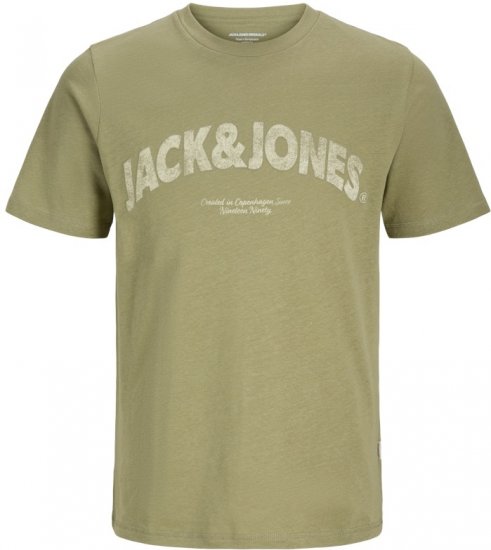 Jack & Jones Almeria Bold Branding T-Shirt Khaki Green - Koszulki - T-shirty meskie Duże Rozmiary - 2XL-14XL