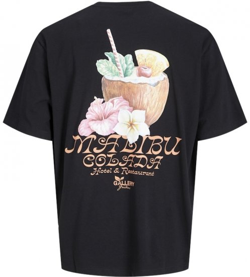 Jack & Jones Botaniq Crew Neck T-Shirt Black - Koszulki - T-shirty meskie Duże Rozmiary - 2XL-14XL