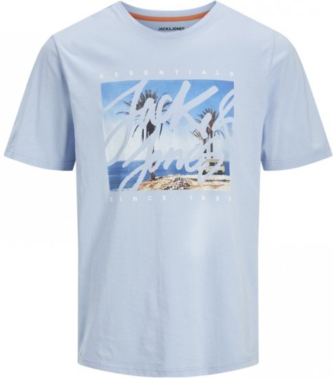 Jack & Jones Colton Photoprint Crew Neck T-Shirt Chambray Blue - Koszulki - T-shirty meskie Duże Rozmiary - 2XL-14XL