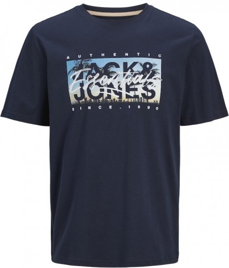 Jack & Jones Colton Photoprint Crew Neck T-Shirt Dark Navy - Koszulki - T-shirty meskie Duże Rozmiary - 2XL-14XL