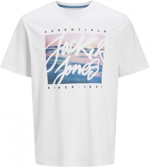 Jack & Jones Colton Photoprint Crew Neck T-Shirt White - Koszulki - T-shirty meskie Duże Rozmiary - 2XL-14XL