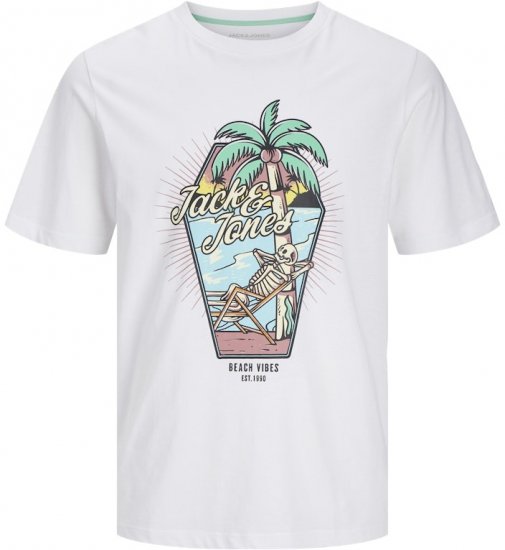 Jack & Jones Elijah Crew Neck T-Shirt White - Koszulki - T-shirty meskie Duże Rozmiary - 2XL-14XL