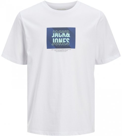 Jack & Jones Hudson Crew Neck T-Shirt White - Koszulki - T-shirty meskie Duże Rozmiary - 2XL-14XL