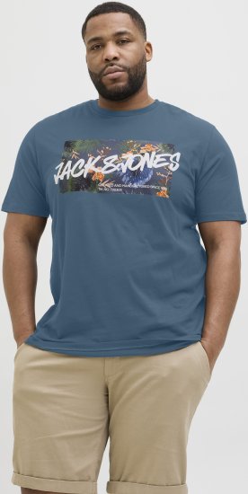 Jack & Jones Hawaii Shape Crew Neck T-Shirt Blue - Koszulki - T-shirty meskie Duże Rozmiary - 2XL-14XL
