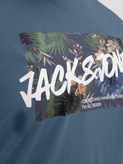 Jack & Jones Hawaii Shape Crew Neck T-Shirt Blue - Koszulki - T-shirty meskie Duże Rozmiary - 2XL-14XL