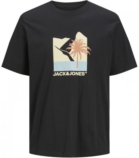 Jack & Jones Barbados Graphic Crew Neck T-Shirt Black - Koszulki - T-shirty meskie Duże Rozmiary - 2XL-14XL