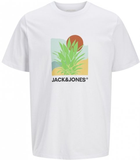 Jack & Jones Barbados Graphic Crew Neck T-Shirt White - Koszulki - T-shirty meskie Duże Rozmiary - 2XL-14XL