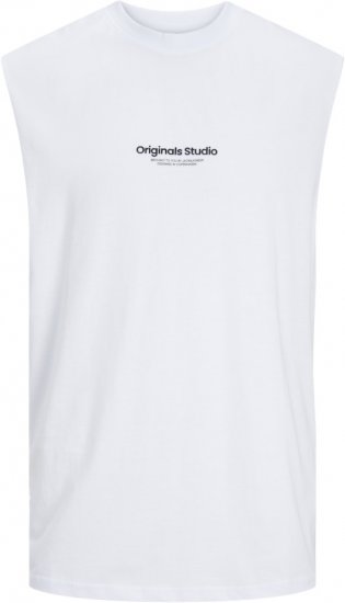 Jack & Jones VESTERBRO Sleeveless T-Shirt Bright White - Koszulki - T-shirty meskie Duże Rozmiary - 2XL-14XL