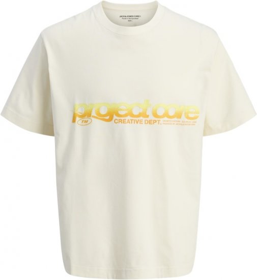 Jack & Jones Project Core Loose Fit Summer T-Shirt Off White - Koszulki - T-shirty meskie Duże Rozmiary - 2XL-14XL