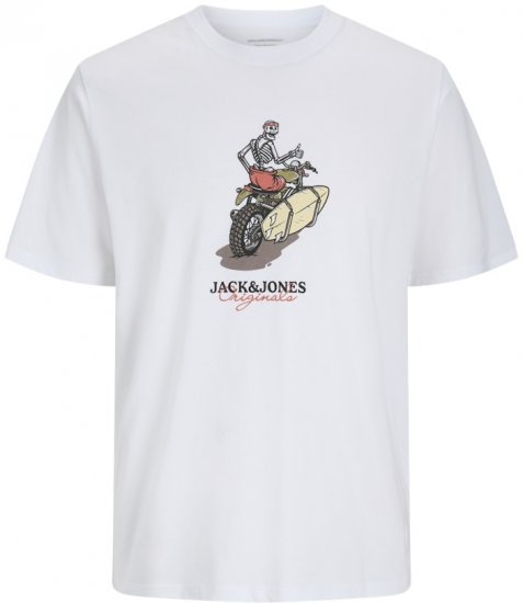 Jack & Jones Skull Coast Crew Neck T-Shirt Bright White - Koszulki - T-shirty meskie Duże Rozmiary - 2XL-14XL