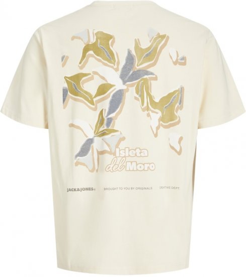 Jack & Jones Almeria Back Print T-Shirt Antique White - Koszulki - T-shirty meskie Duże Rozmiary - 2XL-14XL