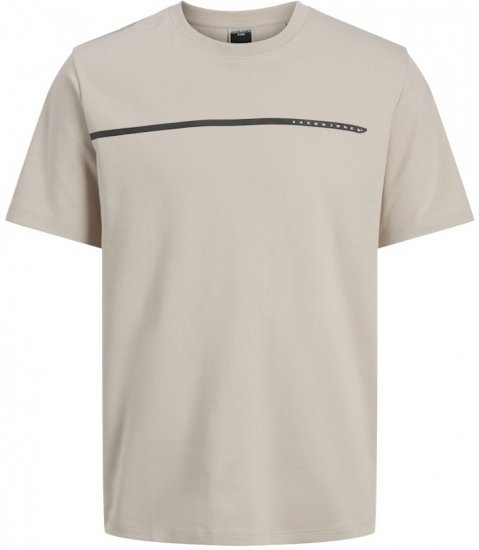 Jack & Jones Fusion Black Line Crew Neck T-Shirt Beige - Koszulki - T-shirty meskie Duże Rozmiary - 2XL-14XL