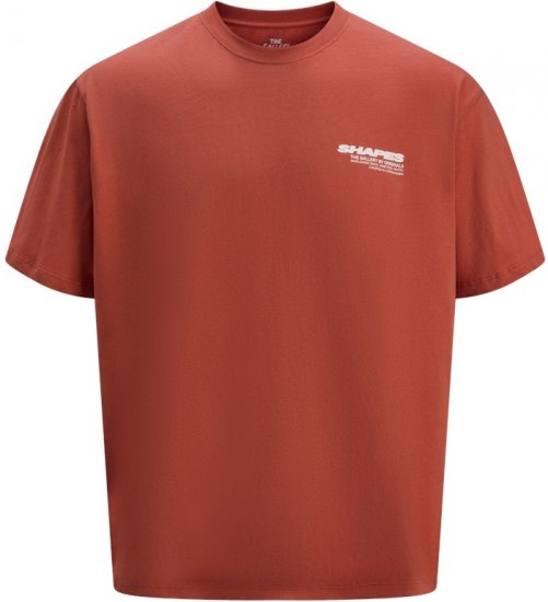 Jack & Jones Fold Crew Neck T-Shirt Red - Koszulki - T-shirty meskie Duże Rozmiary - 2XL-14XL