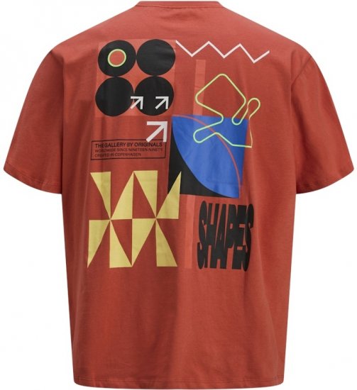Jack & Jones Fold Crew Neck T-Shirt Red - Koszulki - T-shirty meskie Duże Rozmiary - 2XL-14XL