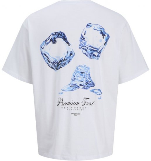 Jack & Jones Marina Crew Neck T-Shirt Bright White/Premium Frost - Koszulki - T-shirty meskie Duże Rozmiary - 2XL-14XL