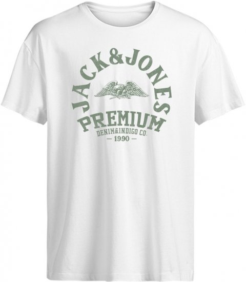 Jack & Jones Blurobar Crew Neck T-Shirt White - Koszulki - T-shirty meskie Duże Rozmiary - 2XL-14XL