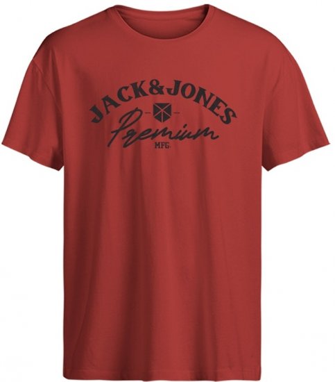 Jack & Jones Blurobar Crew Neck T-Shirt Red - Koszulki - T-shirty meskie Duże Rozmiary - 2XL-14XL