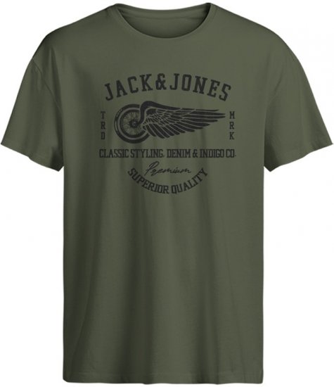 Jack & Jones Blurobar Crew Neck T-Shirt Green - Koszulki - T-shirty meskie Duże Rozmiary - 2XL-14XL