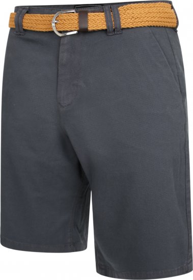 Kam Jeans 3402 Belted Dobby Weave Stretch Chino Shorts Charcoal - Szorty - Szorty W40-W60