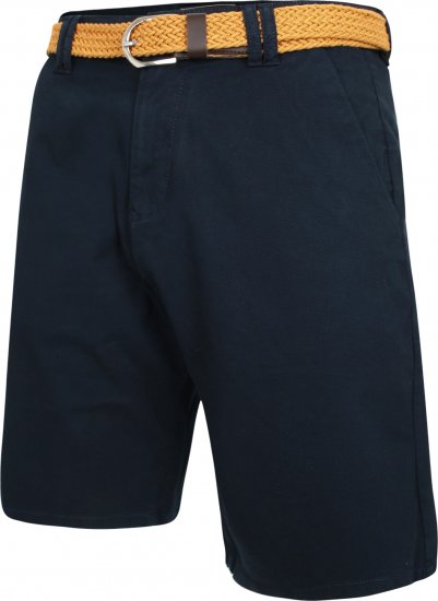 Kam Jeans 3402 Belted Dobby Weave Stretch Chino Shorts Navy - Szorty - Szorty W40-W60