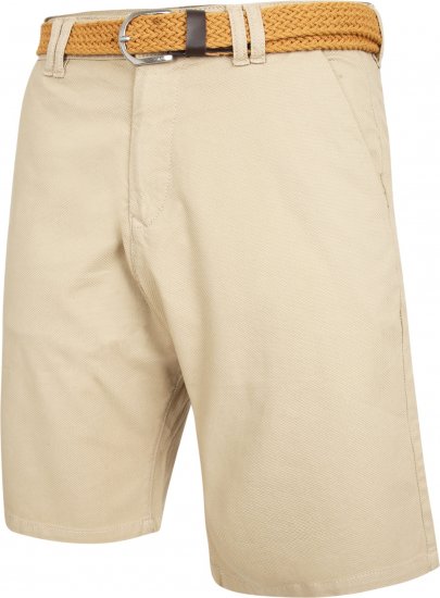 Kam Jeans 3402 Belted Dobby Weave Stretch Chino Shorts Beige - Szorty - Szorty W40-W60