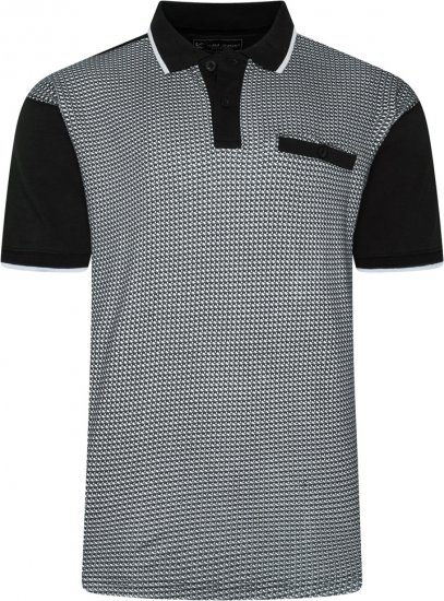 Kam Jeans 5518 Smart Mini Geo-Print Polo Black - Koszulki polo - Koszulki Polo 2XL-8XL