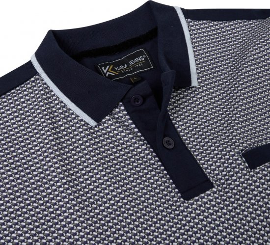 Kam Jeans 5518 Smart Mini Geo-Print Polo Navy - Koszulki polo - Koszulki Polo 2XL-8XL