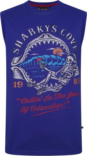 Kam Jeans 5762 Sharkeys Cove Vest Sleeveless T-Shirt Sea Surf Blue - Koszulki - T-shirty meskie Duże Rozmiary - 2XL-14XL