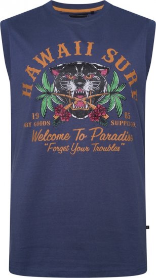 Kam Jeans 5763 Hawaii Surf Vest Vintage Indigo - Koszulki - T-shirty meskie Duże Rozmiary - 2XL-14XL