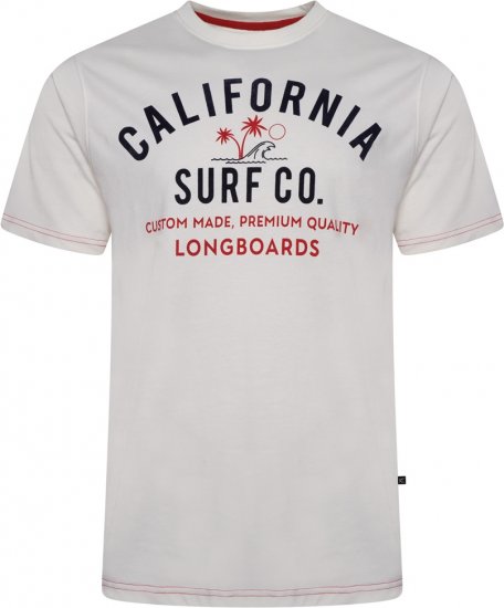 Kam Jeans 5766 California Surf Co T-Shirt Vintage White - Koszulki - T-shirty meskie Duże Rozmiary - 2XL-14XL