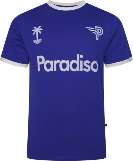 Kam Jeans 5768 Paradiso Print T-Shirt Surf Blue - Koszulki - T-shirty meskie Duże Rozmiary - 2XL-14XL