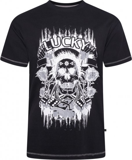 Kam Jeans 5770 Lucky Skull T-Shirt Black - Koszulki - T-shirty meskie Duże Rozmiary - 2XL-14XL