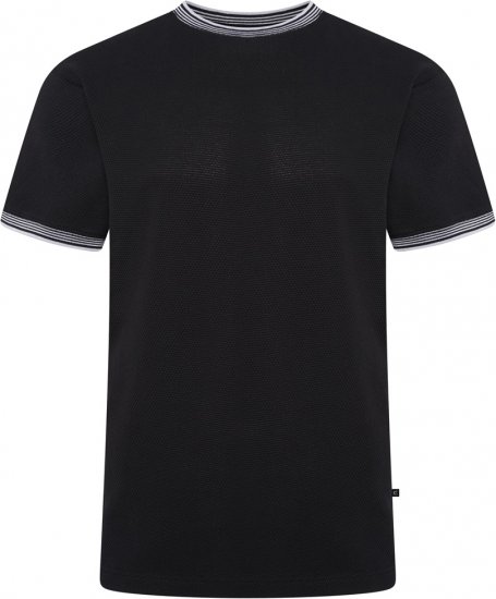 Kam Jeans 5779 Textured Body With Contrast Neck And Cuffs T-Shirt Black - Koszulki - T-shirty meskie Duże Rozmiary - 2XL-14XL