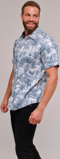 Kam Jeans 6063 Summer Print Short Sleeve Shirt Blue - Koszule - Koszule 2XL-10XL