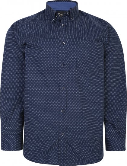 Kam Jeans P018 Premium Dobby Print Long Sleeve Shirt Navy - Koszule - Koszule 2XL-10XL