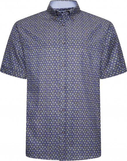 Kam Jeans P033 Premium Floral Print Short Sleeve Shirt Navy - Koszule - Koszule 2XL-10XL