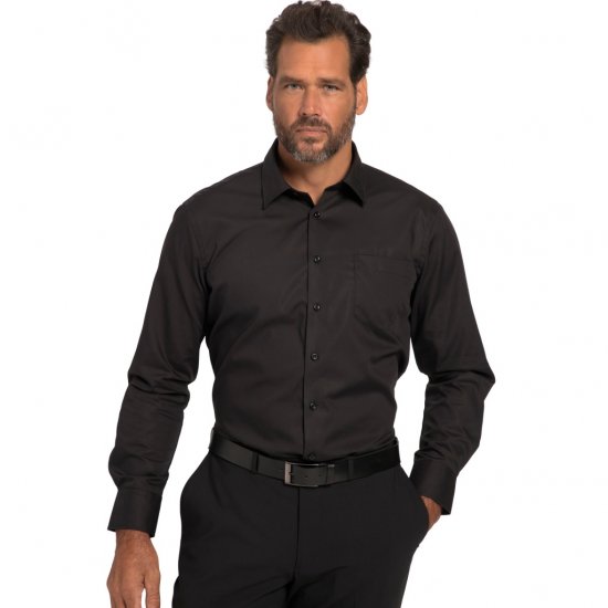 JP1880 Shirt Business Modern Fit Long Sleeve Non-Iron Black TALL - ODZIEŻ MĘSKA MT-6XLT - WYSOKIE-rozmiary
