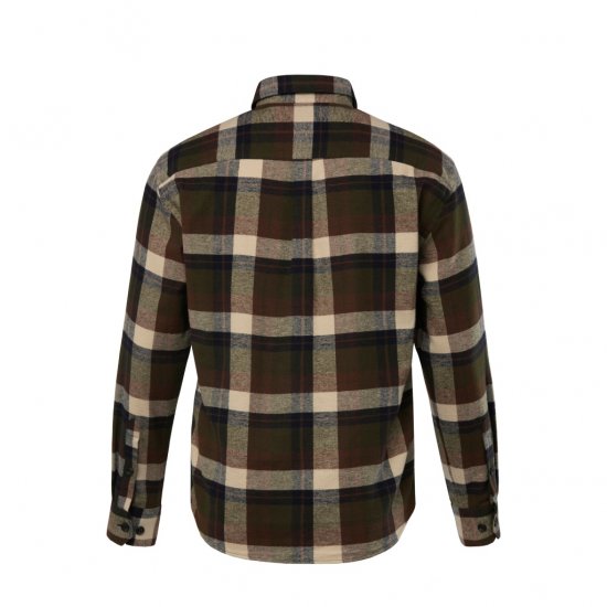 JP1880 Shirt Flannel Long Sleeve Dark Brown TALL - ODZIEŻ MĘSKA MT-6XLT - WYSOKIE-rozmiary
