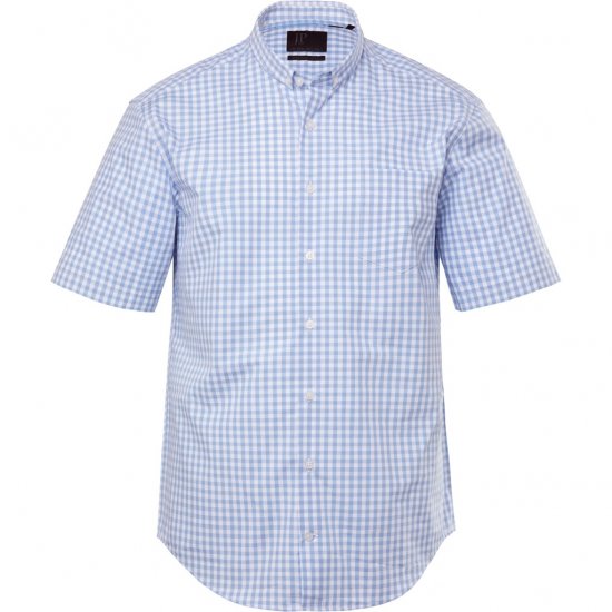 JP1880 Shirt Traditional Short Sleeve Checked Light Blue - Koszule - Koszule 2XL-10XL