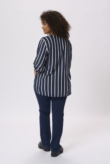Kaffe Curve Sida Bluzka Midnight/Kredowa W Paski - Bluzki & koszule - 