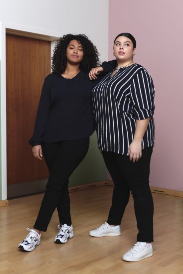 Kaffe Curve Sida Bluzka Midnight/Kredowa W Paski - Bluzki & koszule - 