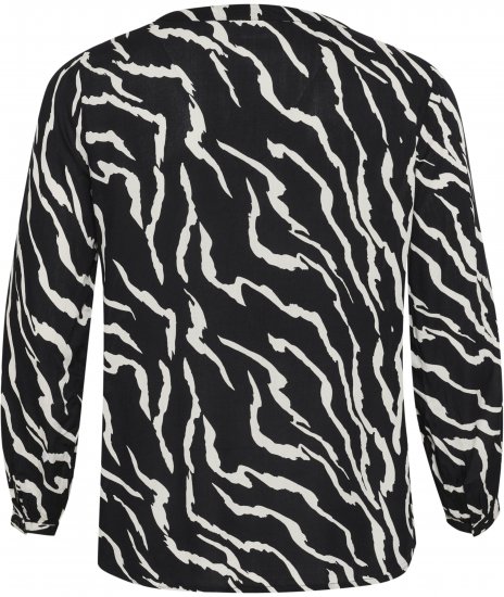 Kaffe Curve Mirta Tilly Bluzka Czarna/Antique Wzór Zebry - Bluzki & koszule - 
