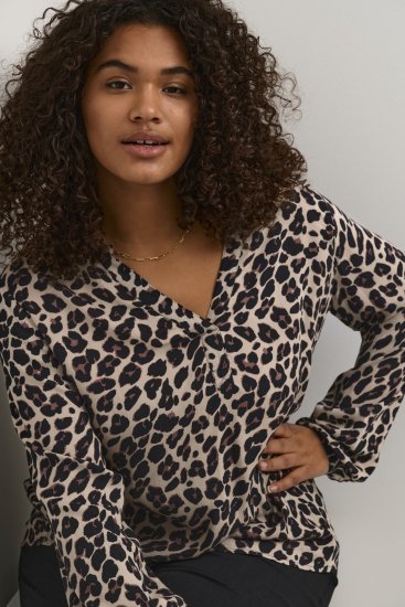 Kaffe Curve Mirta Tilly Bluzka Wzór Leoparda - Bluzki & koszule - 