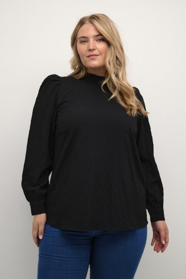 Kaffe Curve Ditta Smock Bluzka Głęboka Czerń - Bluzki & koszule - 
