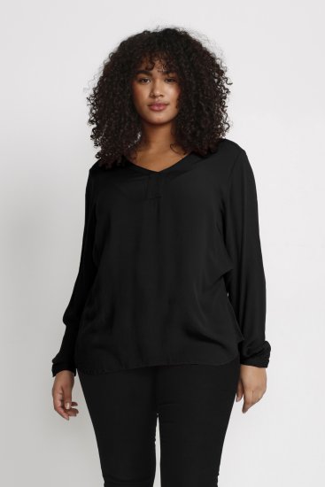 Kaffe Curve Ami Długi rękaw Bluzka Głęboka czerń - T-shirty - 