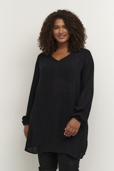 Kaffe Curve Ami Długi rękaw Tunika Głęboka czerń - T-shirty - 