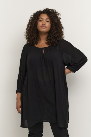 Kaffe Curve Ami Rękaw 3/4 Tunika Głęboka czerń - T-shirty - 