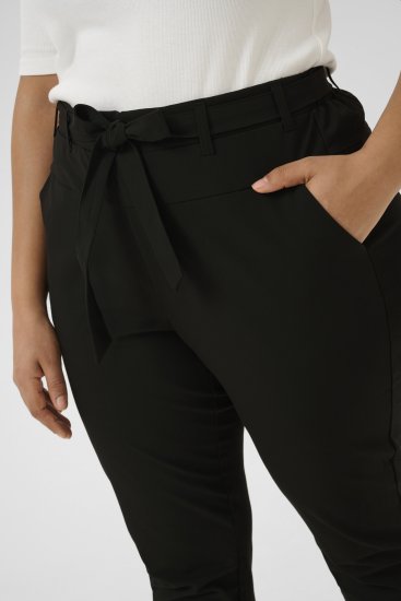 Kaffe Curve Jia Spodnie z paskiem Głęboka czerń - Jeansy & Spodnie w Dużych Rozmiarach – Plus Size - 