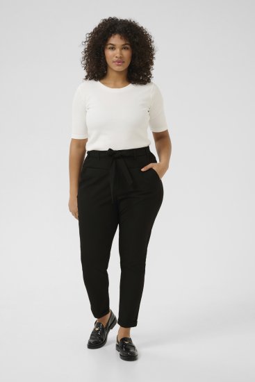 Kaffe Curve Jia Spodnie z paskiem Głęboka czerń - Jeansy & Spodnie w Dużych Rozmiarach – Plus Size - 
