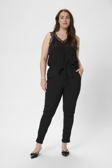 Kaffe Curve Jia Spodnie z paskiem Głęboka czerń - Jeansy & Spodnie w Dużych Rozmiarach – Plus Size - 